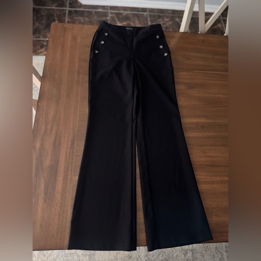 Rachel Zoe Black Boot Cut Flare Pants with Button Detail 4